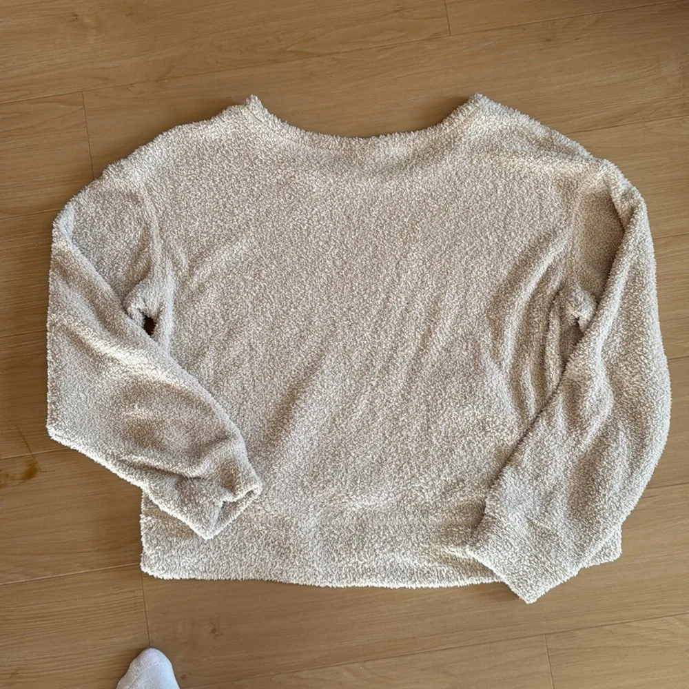 REWASH WOMEN BEIGE TEXTURED POCKETED LONG SLEEVE CREW NECK TOP AND PANTS SIZE XL